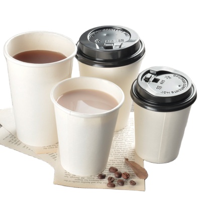 White Paper Cups With Lid Disposable Coffee Cup Milk Tea Cup