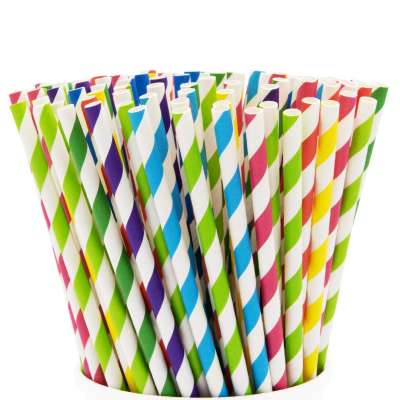 FDA Food Grade Disposable Christmas baby New Year Party Creative Safe Children's Cake Decorative Paper Straw 6MM*197MM